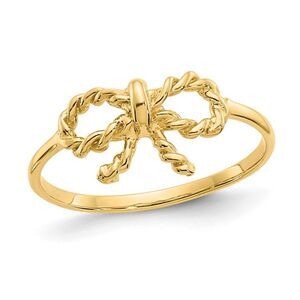 14K Yellow Gold Bow Rope Ring